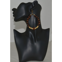 Brown wooden beading earrings