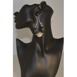 Black & silver earrings accentuated with lava and decorative beads