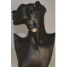 Black & silver earrings accentuated with lava and decorative beads