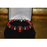 Women's Elastic Bracelet with Red Jasper & Glass & Silver Beads.