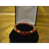 Men's Elastic Bracelet with Red Jasper & Glass Golden Pearl beads