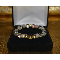 Women's Elastic Bracelet Glass Beaded with Quartz stones