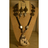 Women's necklace set- wire wrapped White Quahog Clam Shell.