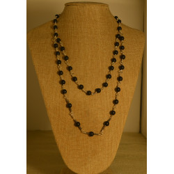 Glass beaded hand wire wrapped double strand necklace.