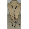 Women's multi strand necklace with silver and glass beads