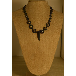 WOMENS BLACK & SILVER BEADED NECKLACE