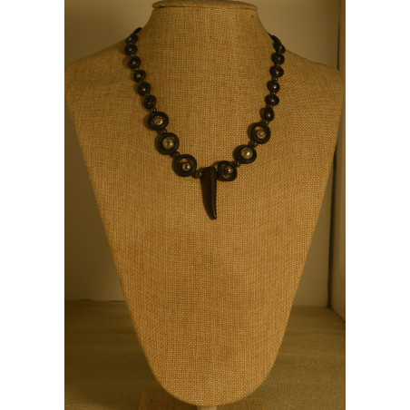 WOMENS BLACK & SILVER BEADED NECKLACE