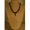 WOMENS BLACK & SILVER BEADED NECKLACE