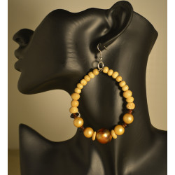 WOODEN BEADED EARRINGS