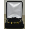 Men's bracelet  with green malachite, black & gold beads