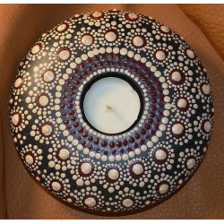 Crimson & Cream - Hand Painted Dot Mandala Tea Candle Holder