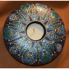 Blues & Gold - Hand Painted Dot Mandala Tea Candle Holder