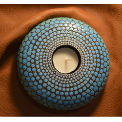 Blues & Turquoise - Hand Painted Dot Mandala Tea Candle Holder