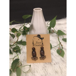 Hand Crafted wooden & glass beaded earrings