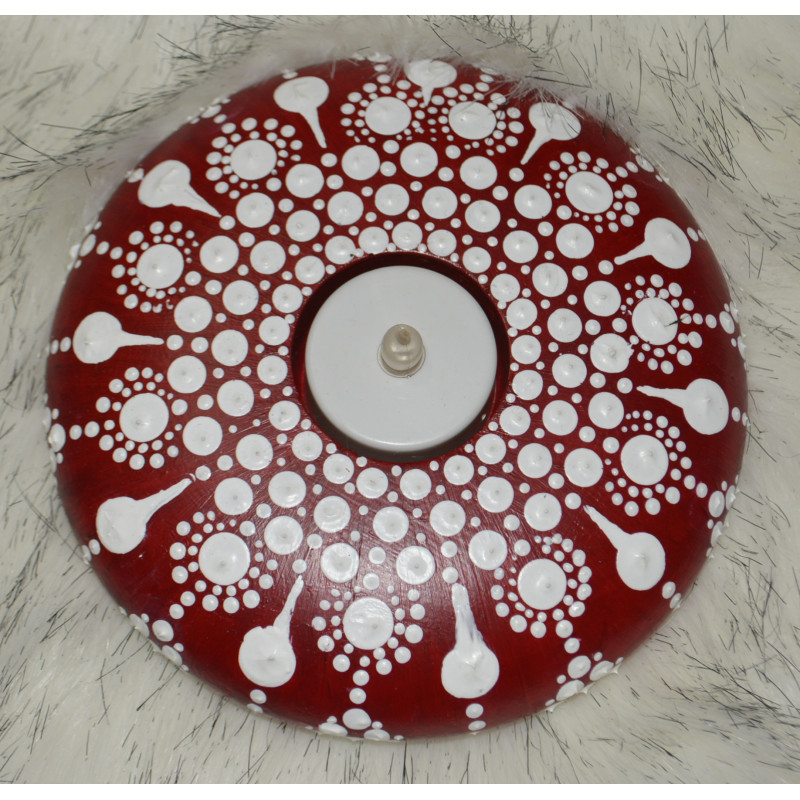 CRIMSON & WHITE MANDALA TEA CANDLE HOLDER CRIMSON & WHITE MANDALA TEA CANDLE HOLDER