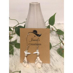 White Quahog Clam beaded earrings