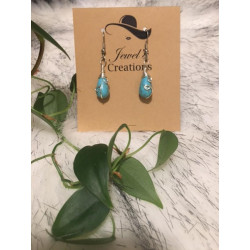 Turquoise sterling silver wire wrapped earrings