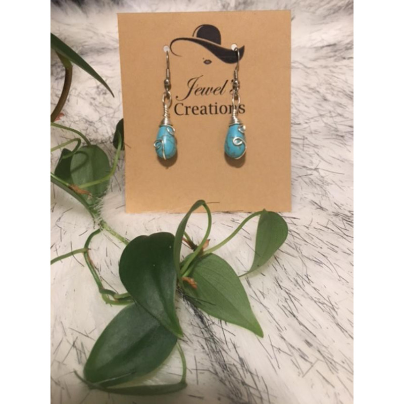 Turquoise sterling silver wire wrapped earrings Turquoise sterling silver wire wrapped earrings