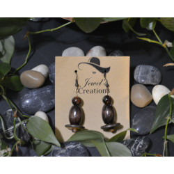 Hand Crafted wooden & glass beaded earrings