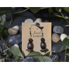 Hand Crafted wooden & glass beaded earrings