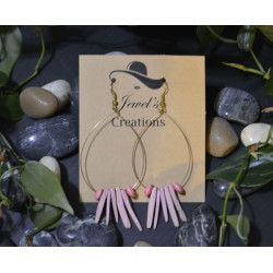 Pink wooden beaded earrings