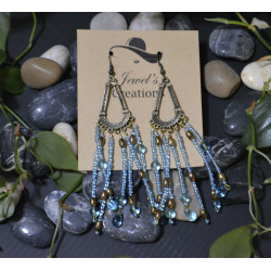 Glass beaded and brass earrings
