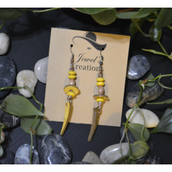 Golden Wooden yellow Earrings