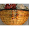 Orange beaded wire wrapped earrings