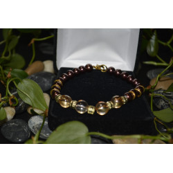 Men's bracelet accentuated with glass beads & golden décor