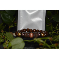 Men's wooden & glass beaded bracelet