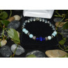 Men's bracelet accentuated with matte, glass & crystal, silver beads
