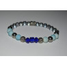 Men's bracelet accentuated with matte, glass & crystal, silver beads
