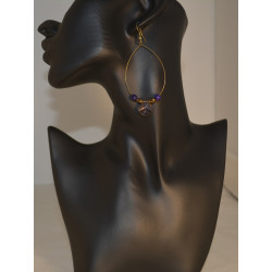 Glass and wooden beaded earrings
