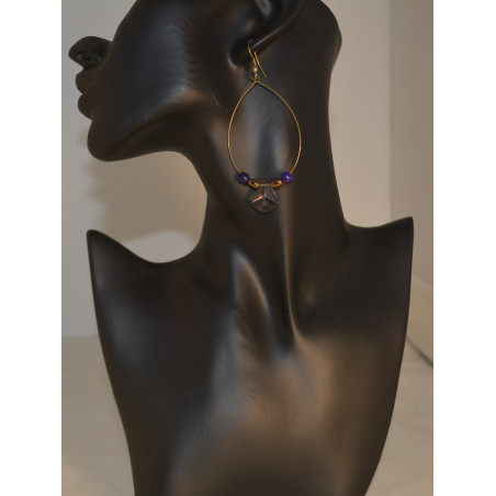 Glass and wooden beaded earrings