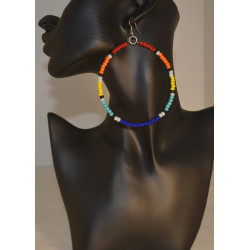 Multi-Color Beaded Hoop Earrings