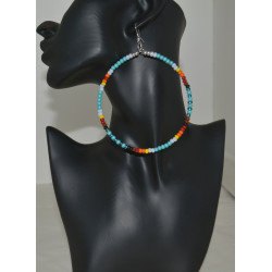 Multi-Color Beaded Hoop Earrings