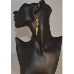Golden Wooden yellow Earrings
